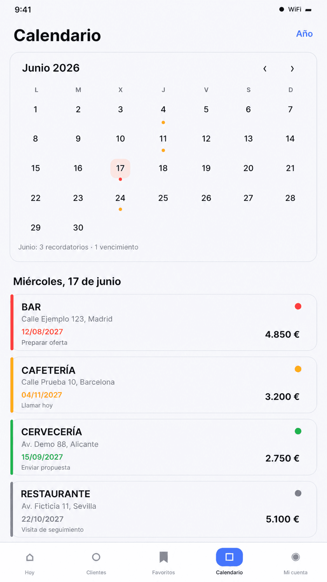Calendario comercial